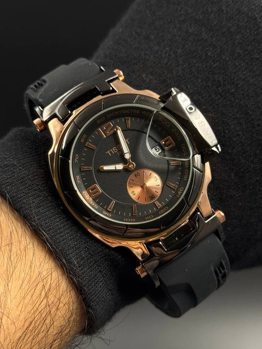 RELOJ TISSOT NEGRO-ORO ROSA